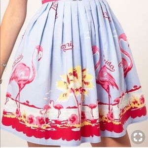 ASOS Florida Flamingo Pleat Midi Skirt